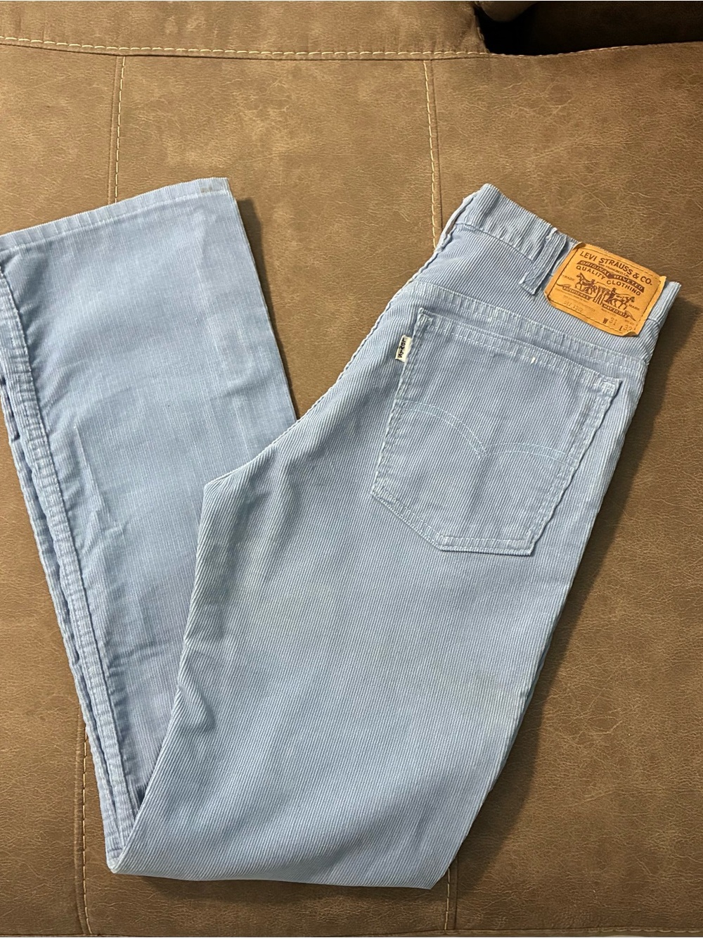 Vintage 80s Levi’s 517 Corduroy Pants Bell Bottoms Mens 31/33 Blue Talon Flared
